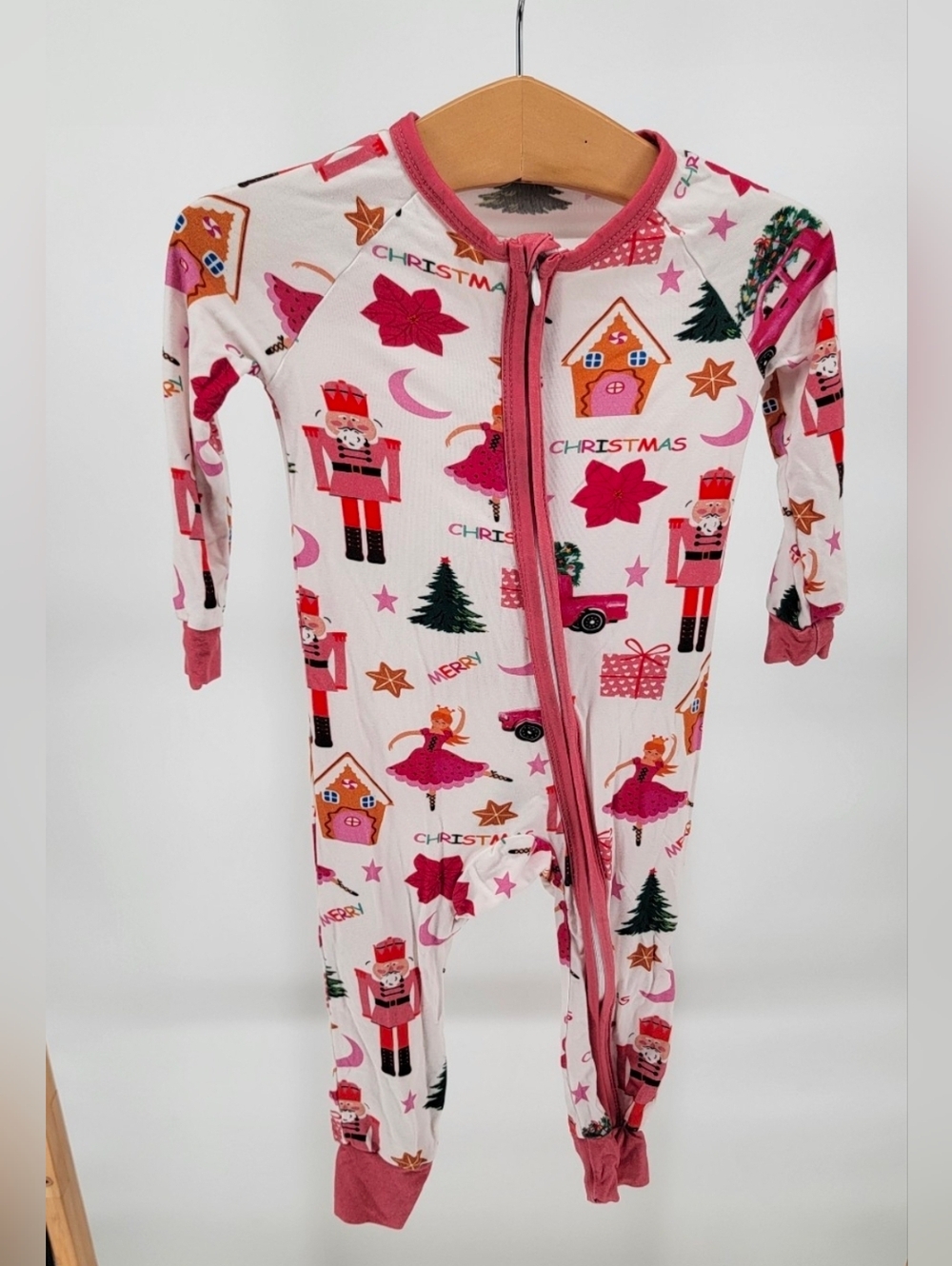 Christmas Nutcracker Bamboo Pajamas Open Feet 12-18M